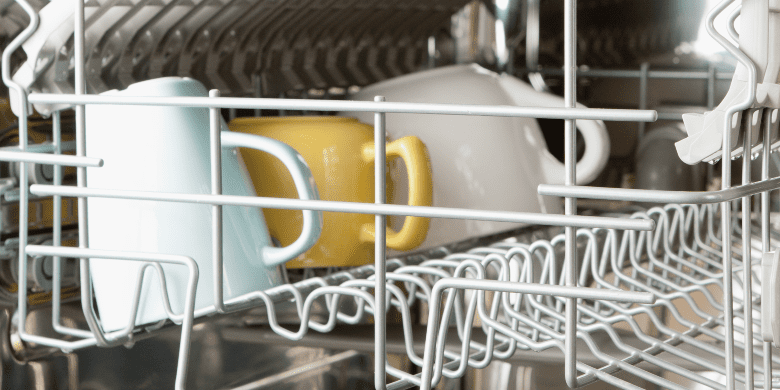 mugs in a dishwasher