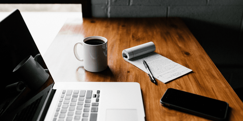 plain mug on desk