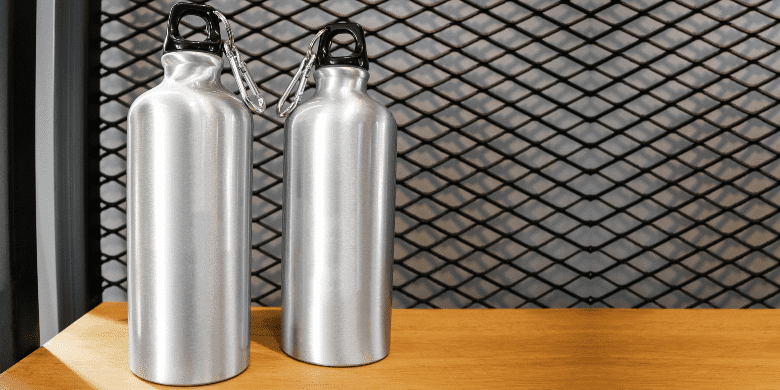 two stainless stell water bottles