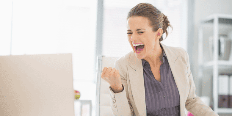 happy business woman in office happy business woman in office