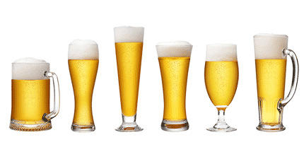 different beer glasses