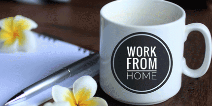work from home message on mug