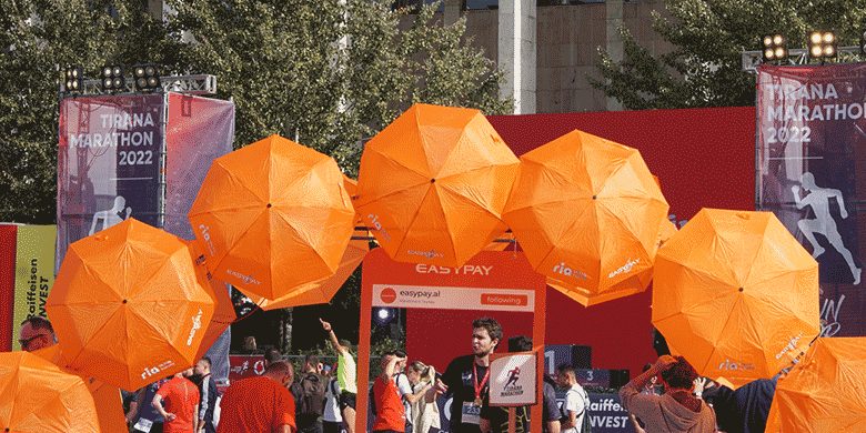 orange umbrella display