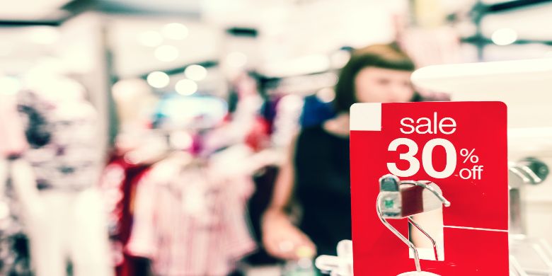 A shopping sale inside a store.