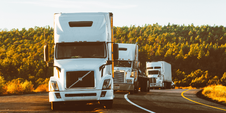 trucks by the road