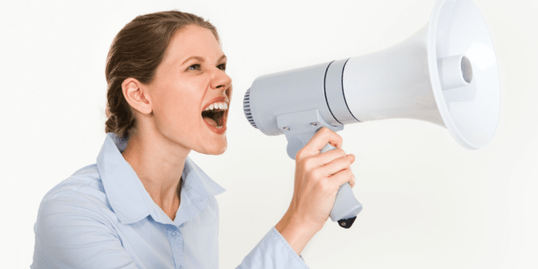 woman with megaphone