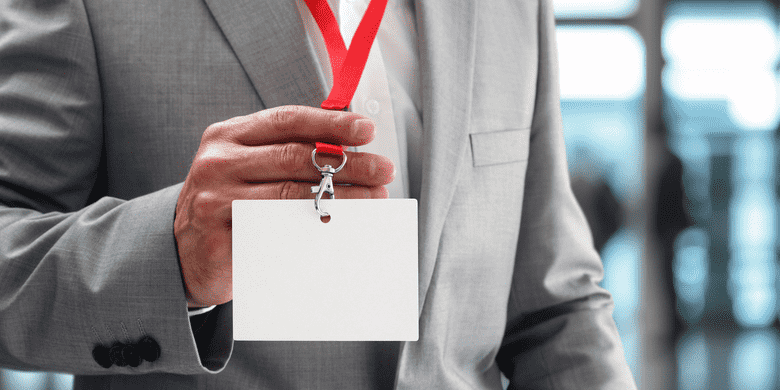 businessman with lanyard and card holder