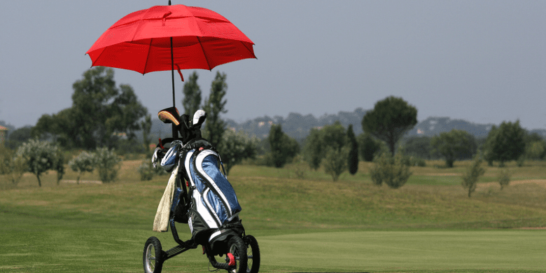 umbrella on golf cart