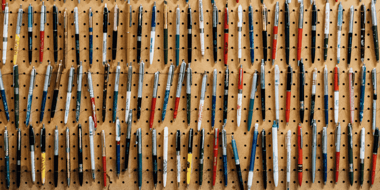 wall of pens