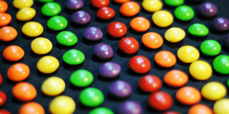 skittles lined up