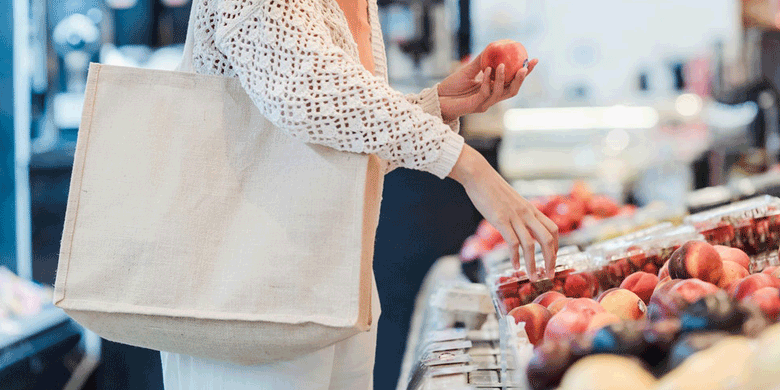 shopping bag at grocery store