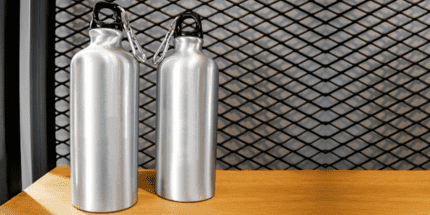 two stainless stell water bottles