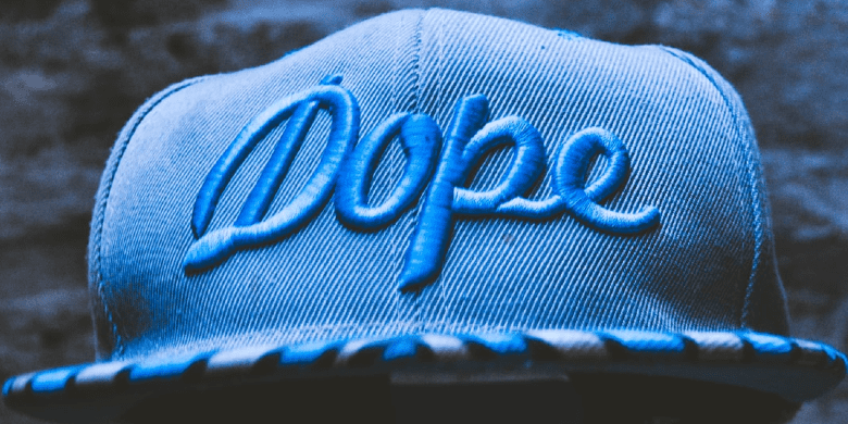 blue embroidered dope hat