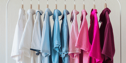 polo shirts on a rack