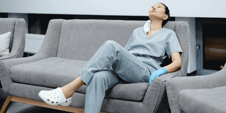 nurse resting on lounge