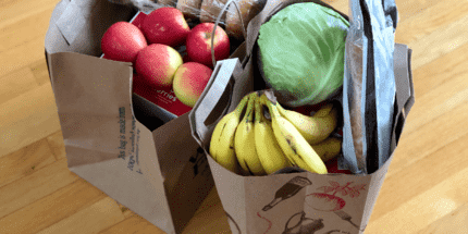 paper bags with groceries