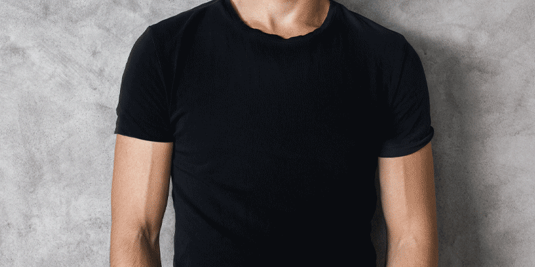 man wearing unbranded black shirt