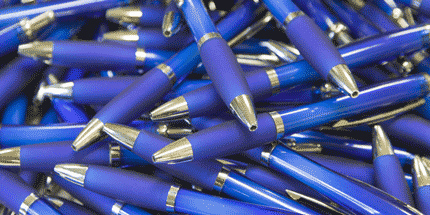 bunch of blue pens
