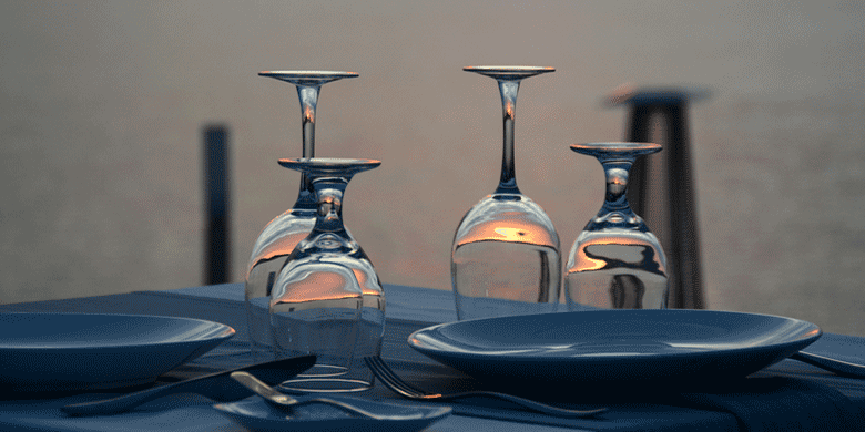 glassware at restaurant beachside