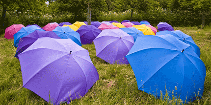 open umbrellas park