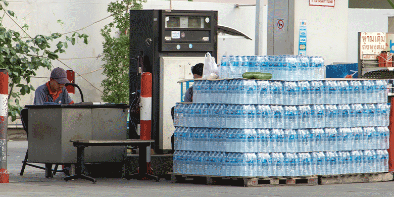 pallet of water bottles