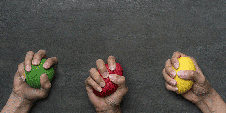 3 hands 3 stress balls