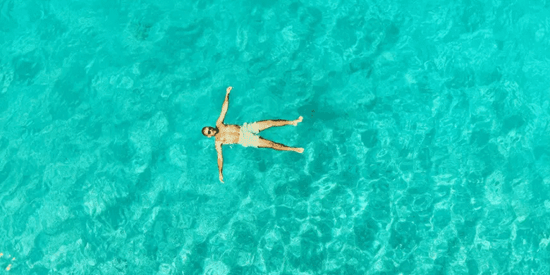 floating in pool