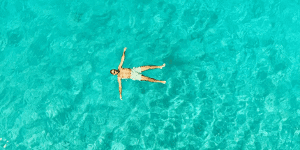 floating in pool