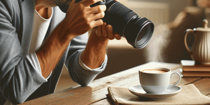 photographing coffee cup