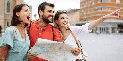 tourists with guide