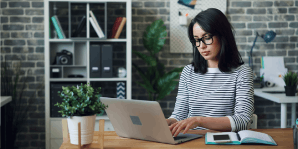 woman working on laptop