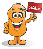 Our Mascot Holding a Sale Sign